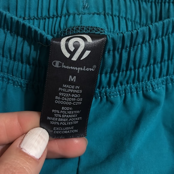 Champion Teal Athletic Shorts with other shorts underneath size medium - Picture 3 of 4